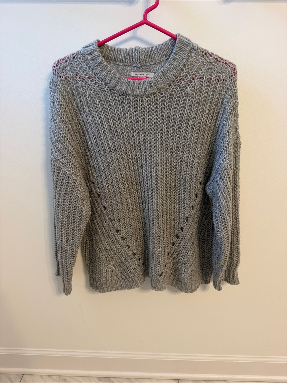 American Eagle Outfitters Gray Chunky Crewneck Sweater